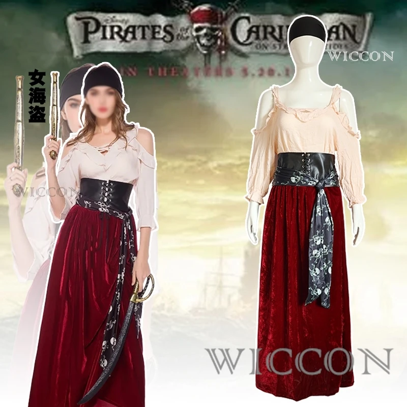 

Female Pirates Captain Cosplay Costume Steampunk Corset Dress Halloween Cosplay Suit Medoeval Gothic Fancy Woman Dress XXXL