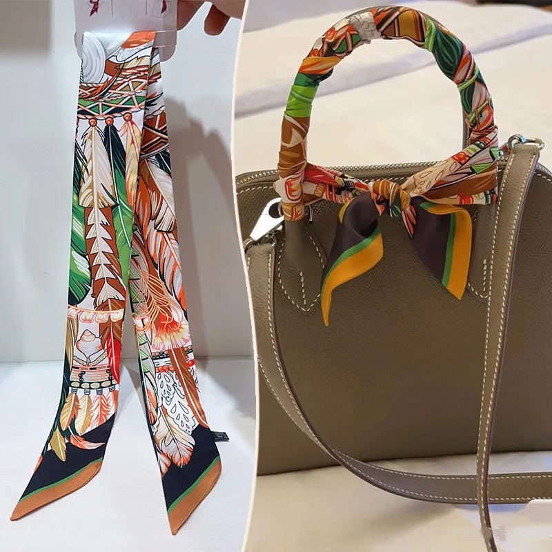 New 2025 simulated silk wrapped bag strap bag handle silk scarf tied bag ribbon decorative small streamer, image 19