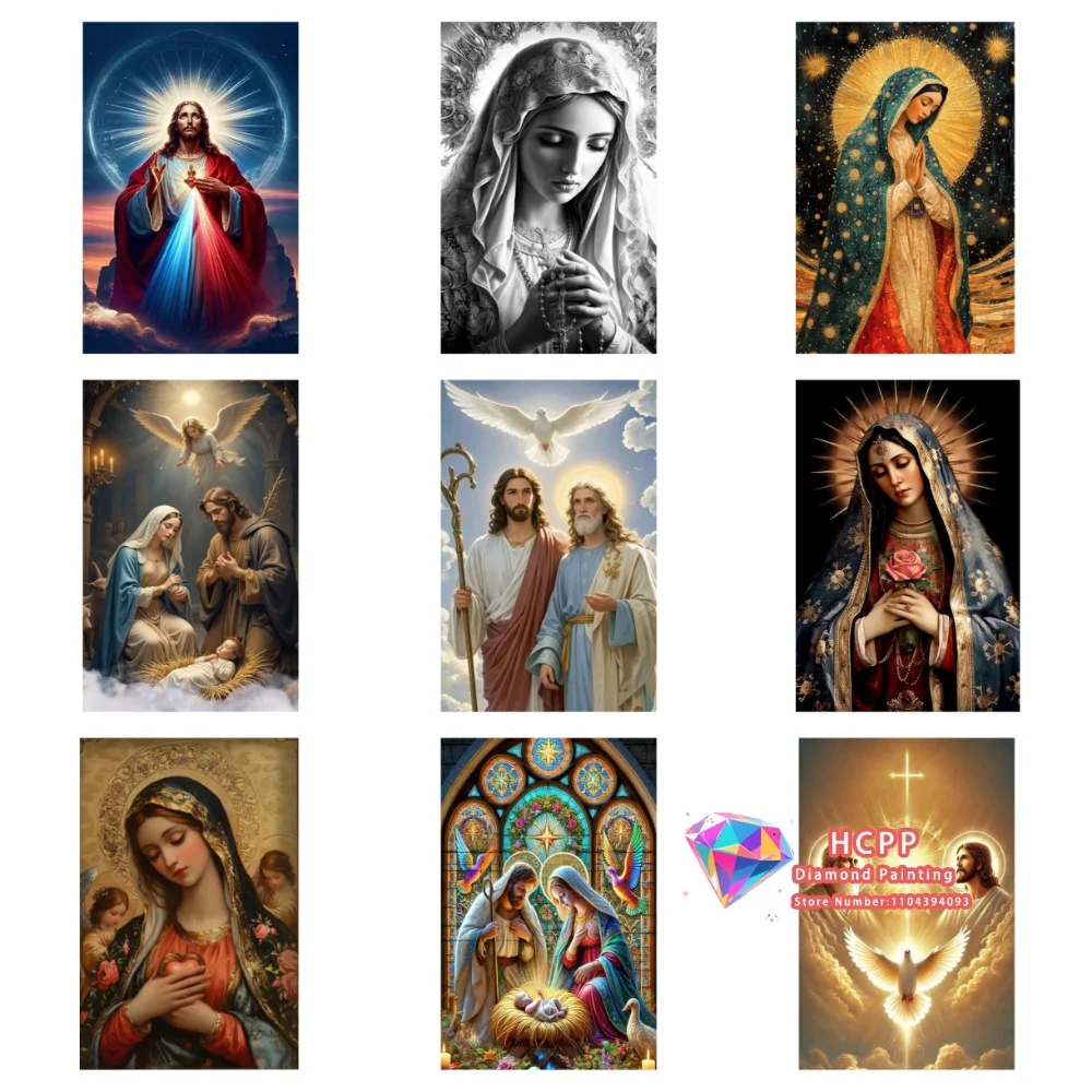 2026 Weihnachten Die Jungfrau Maria und Jesus Quadratisches Rundes Diamant-Malset 5D DIY Handgemachtes Kunsthandwerk Heimdekoration Festtagsgeschenk