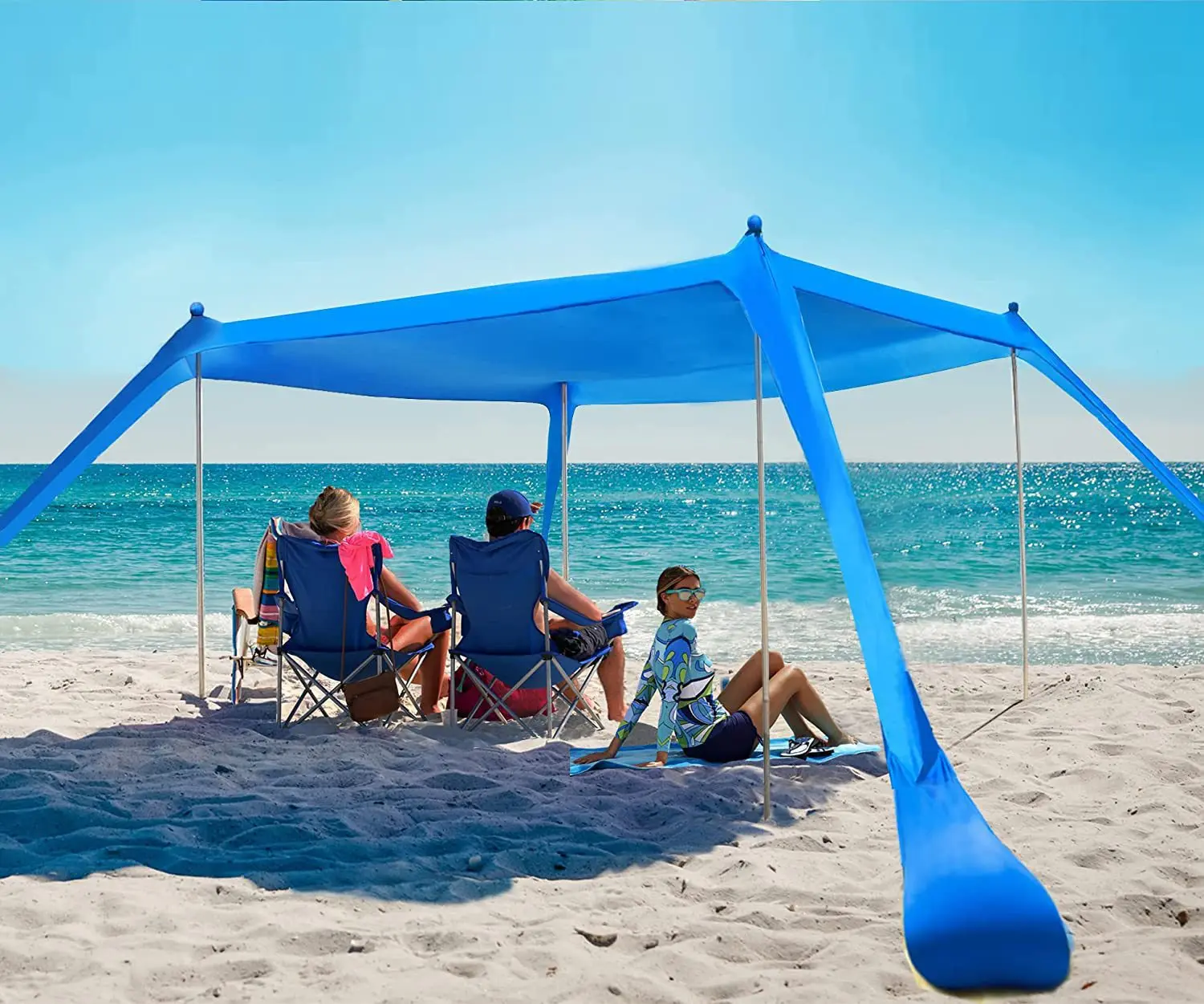 Outdoor Beach Tent Sun Shelter Camping Shades Tents Windproof One-piece Beach Canopy Tents Portable Family Tent For Beach