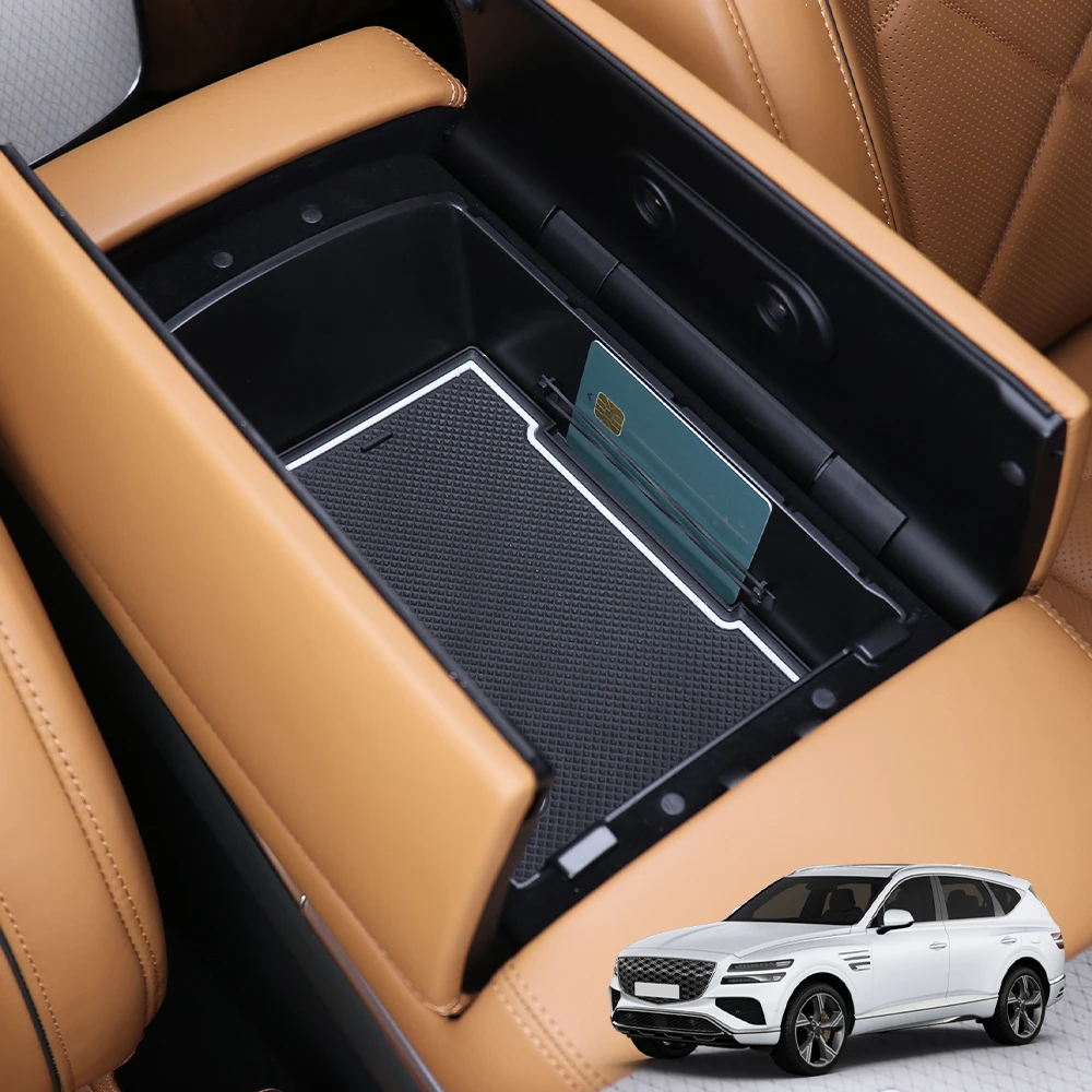Car Black Central Storage Box Console Armrest Organizer Holder For Genesis GV80 2025 Left-hand drive Interior Trim Accessories