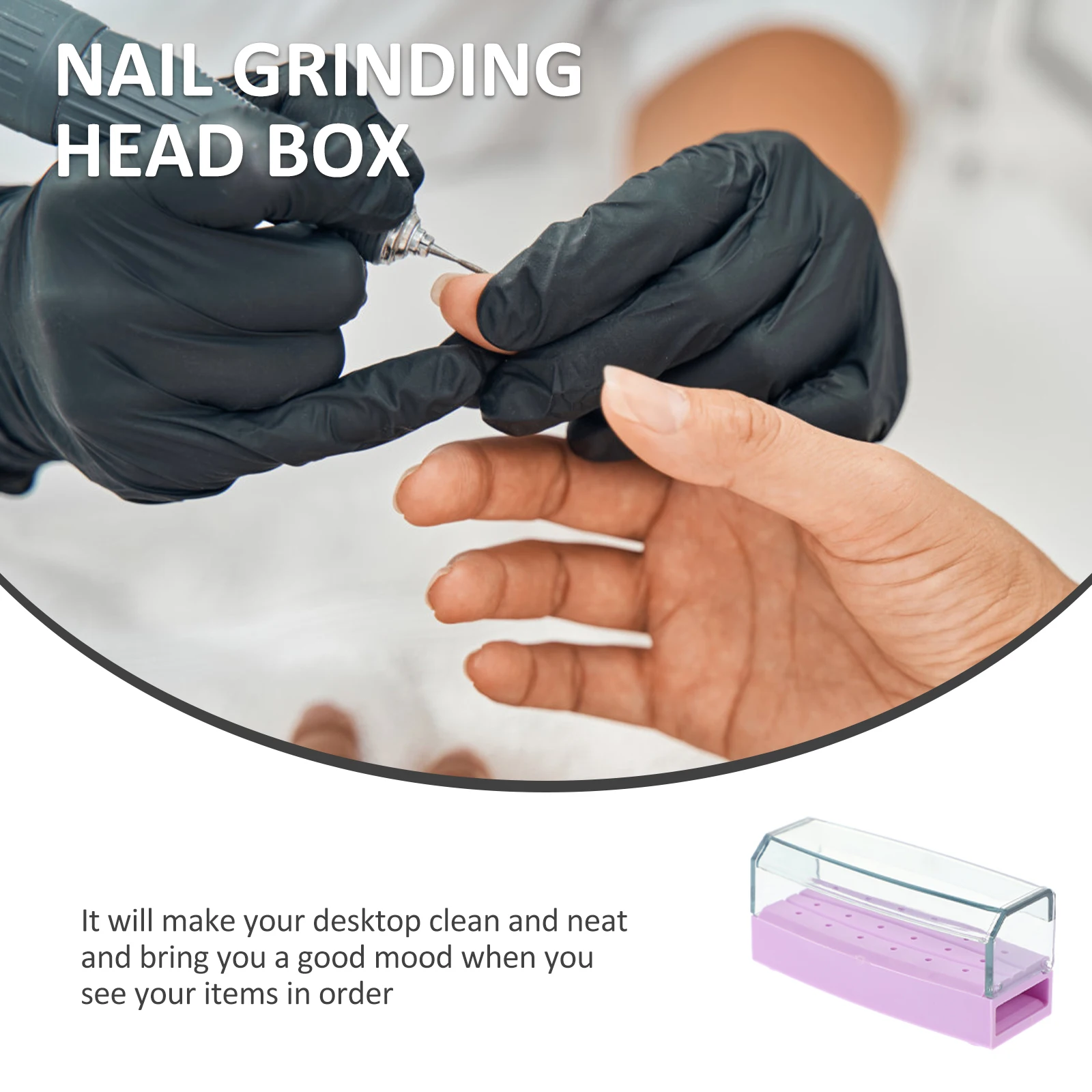 

Plastic Nail Drill Bits Storage Box 1PC ganizer Grinding Case Professional Manicure Practice Art Training Desktop Cleaner