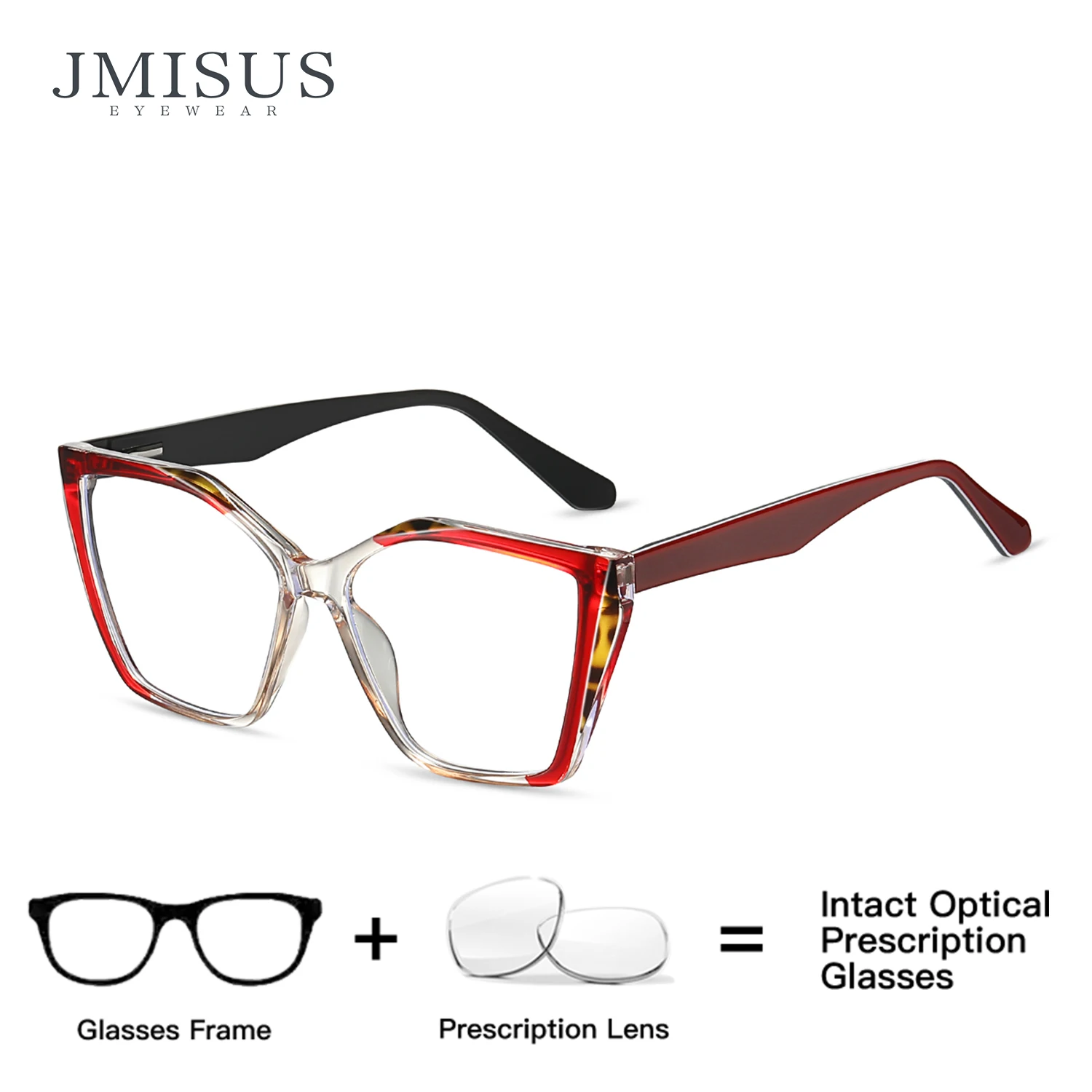 

JMISUS Fashion Handmade Acetate Square Prescription Glasses Women Butterfly Myopia/Progressive Glasses