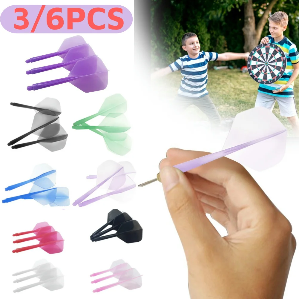 6/3Pcs 2BA Screw Soft Darts Anti-fall Transparent Darts Tail Durable Integrated Dart Shaft and Flights Plastic Dart Accessories