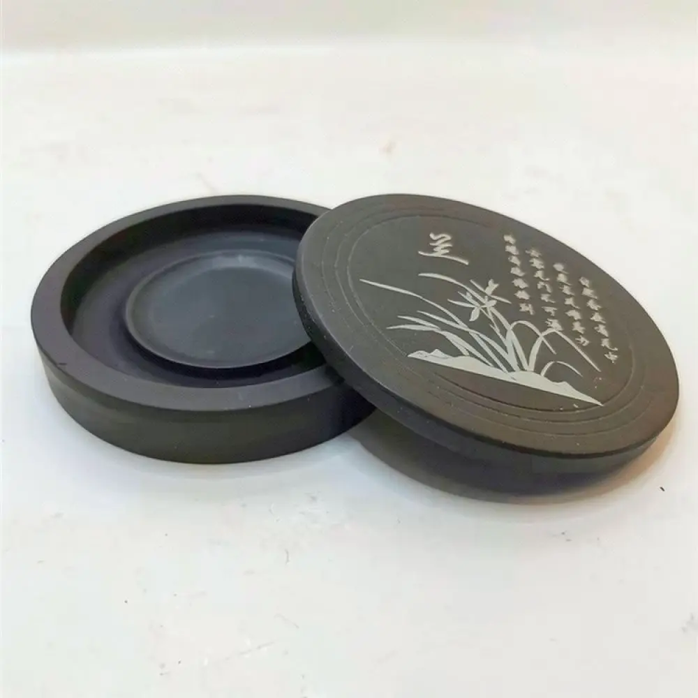 Authentic Chinese Inkstone Natural Material Decorative Lid Calligraphy Ink Holder Professional Writing Accessory Stationary