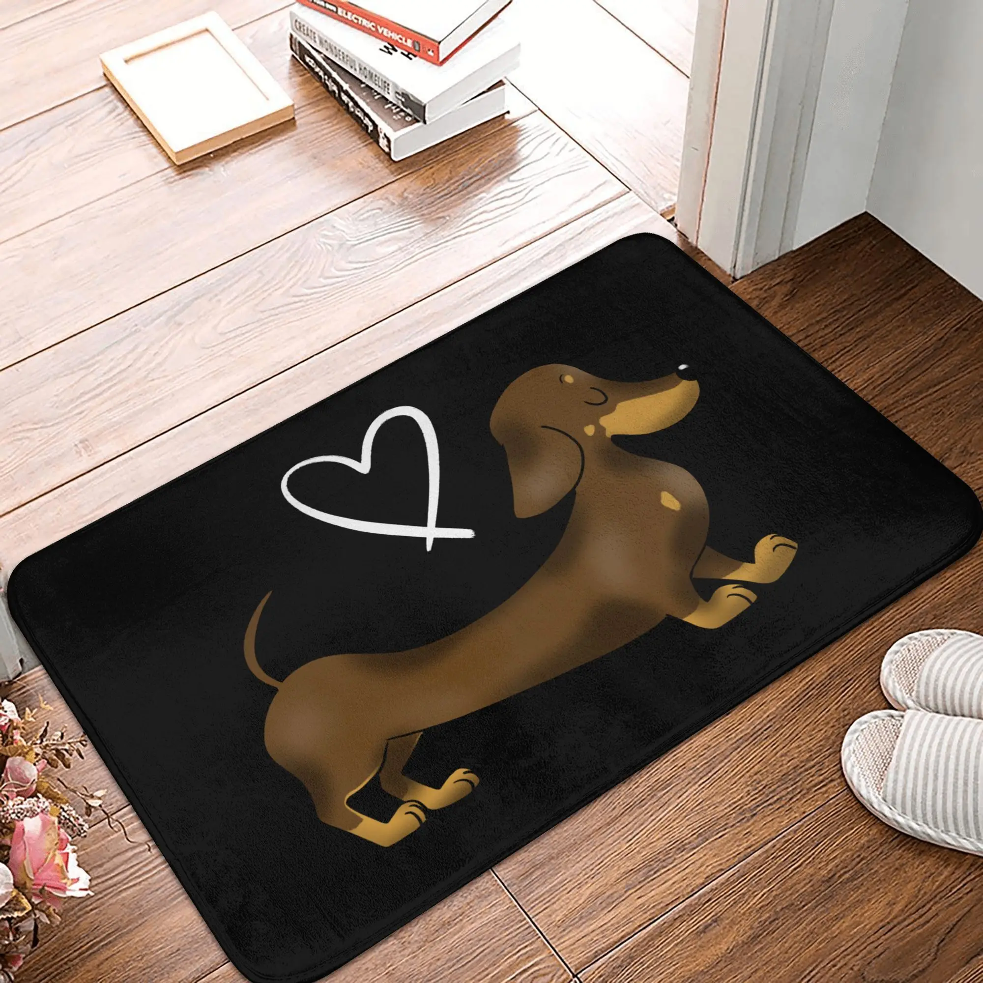 Felpudo de amor de perro salchicha, alfombra antideslizante de Wiener, tejón, salchicha, perro, baño, cocina, inodoro, 40x60cm