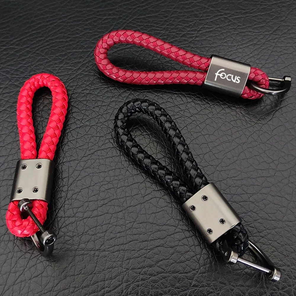 For Ford Focus St LINE Stline Kuga Fiesta Mondeo Edge Kuga Car Accessories Custom LOGO Braided Rope Keyring Metal Keychain