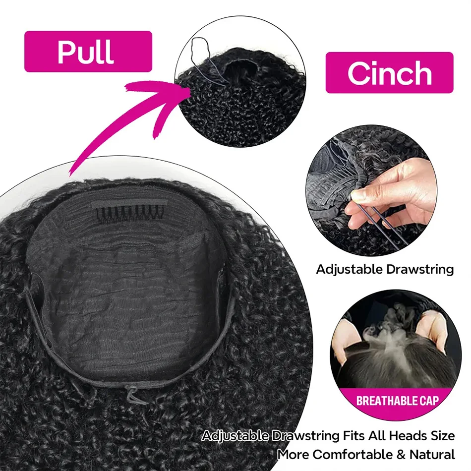 Tinashe Beach Curly Natural Wave Half Wig 3 IN 1 Quick Install Glueless Wig 100% Human Hair Wigs Natural Blend Hairline 250% Density Flip Over Style view 8