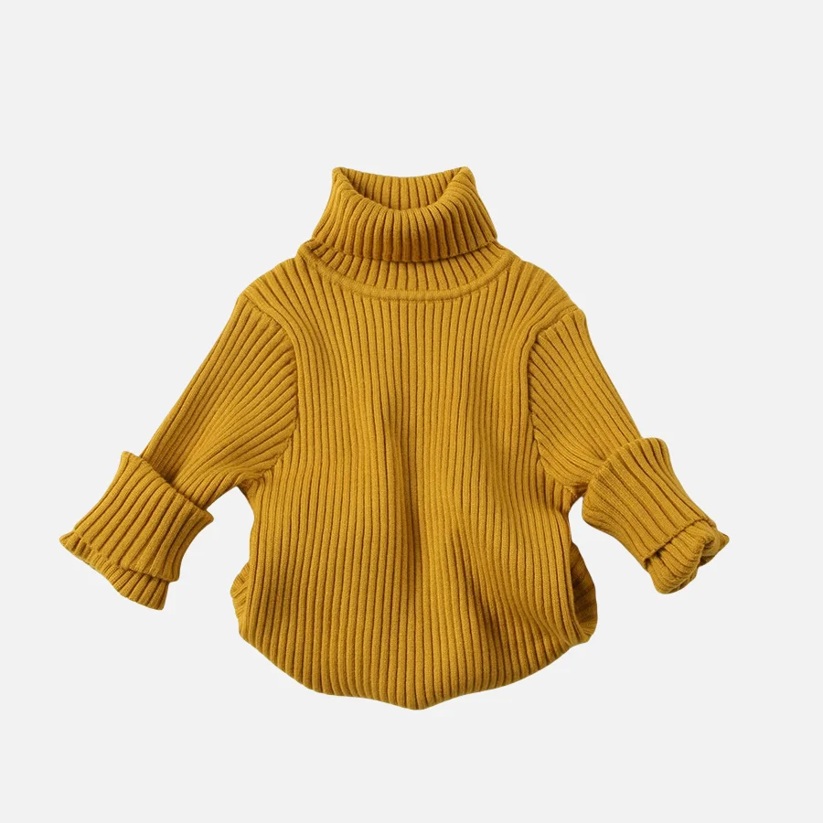 Autumn Winter Elastic Cotton Turtleneck Kids Knitted Sweaters for Girls and Boys Soft Striped Brief Children Undershirt Clothes