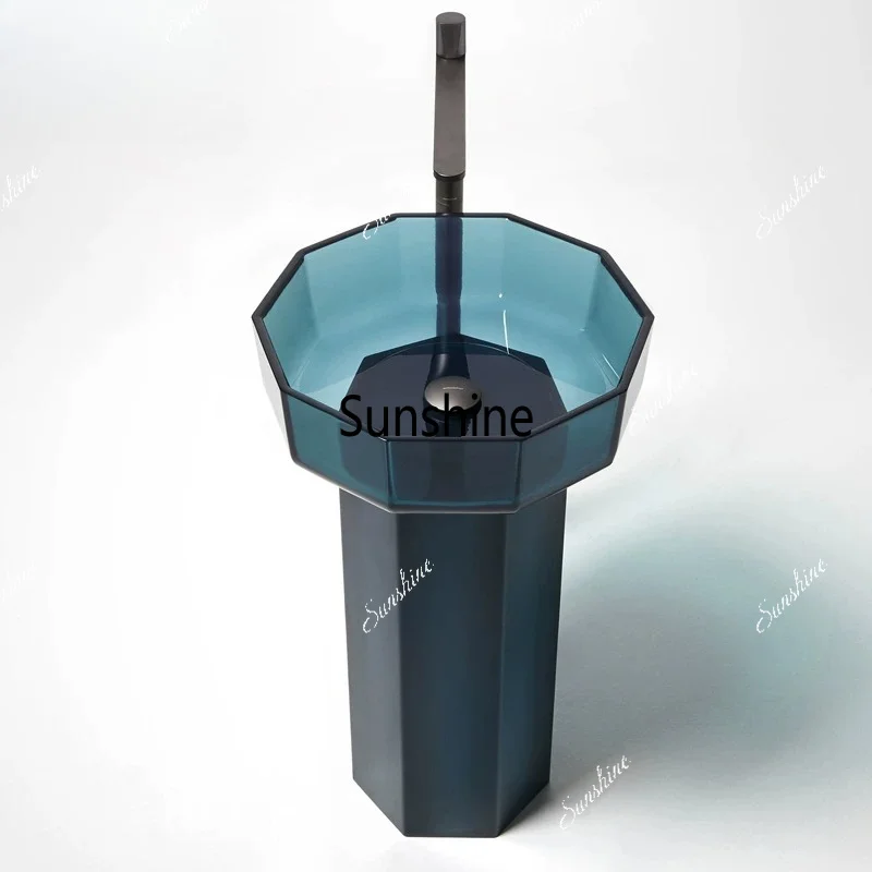 Transparent green floor-to-ceiling washbasin balcony household