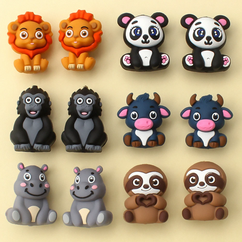 

5/10/20 шт. силиконовые бусины 3D в виде мультяшных животных для изготовления украшений своими руками: ожерелий, браслетов, а также силиконовые бусины-фокалы для ручек, брелоков, сумок