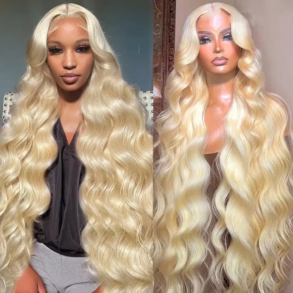 200 Density 13x4 13x6 HD Transparent Lace Front Human Hair Frontal Wigs 100% human Hair 30 36 Inch 613 Blonde Wigs For Women