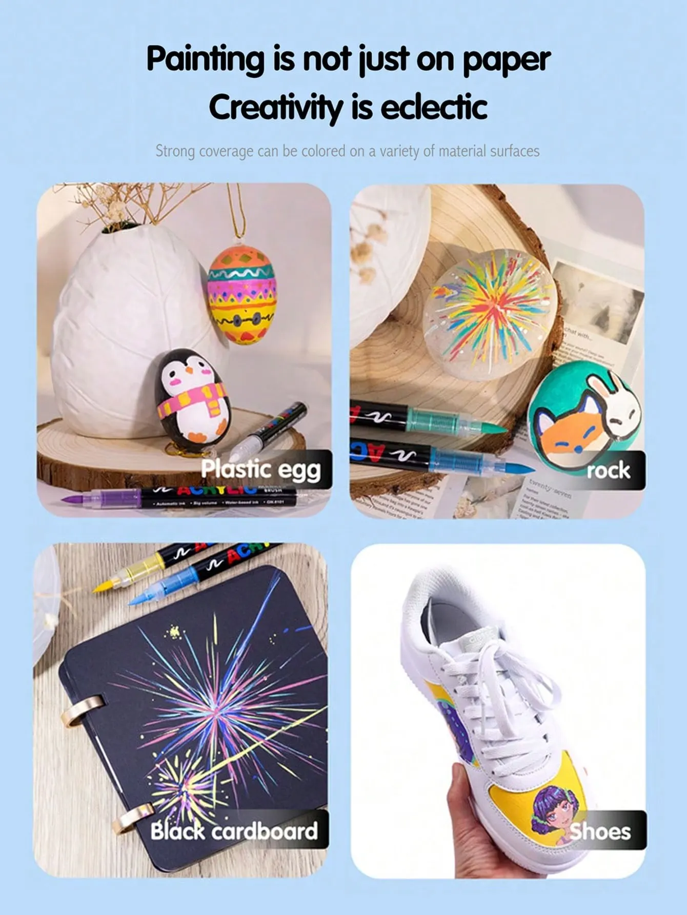 12-168 Colors Acrylic Paint Pens Markers Brush Tip Paint Markers For Rock Painting Wood Canvas Stone，Christmas Card,GN.8101