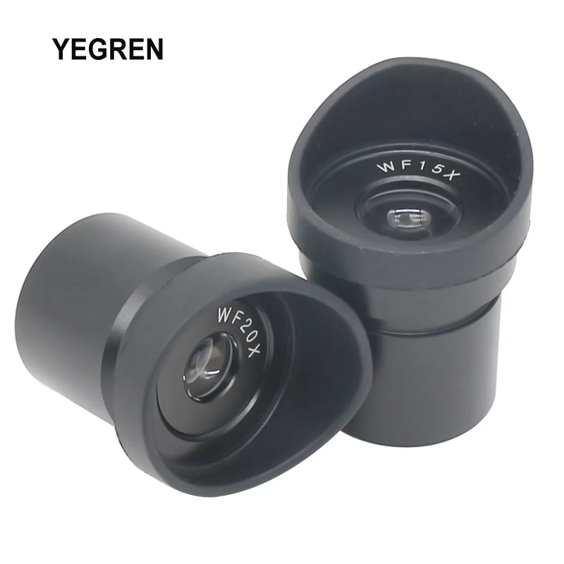 One Pair WF10X WF15X WF20X Eyepieces Wide Field View Optical Lens Mounting 30mm 30.5mm for Stereo Microscope w/ Rubber Eye Cups