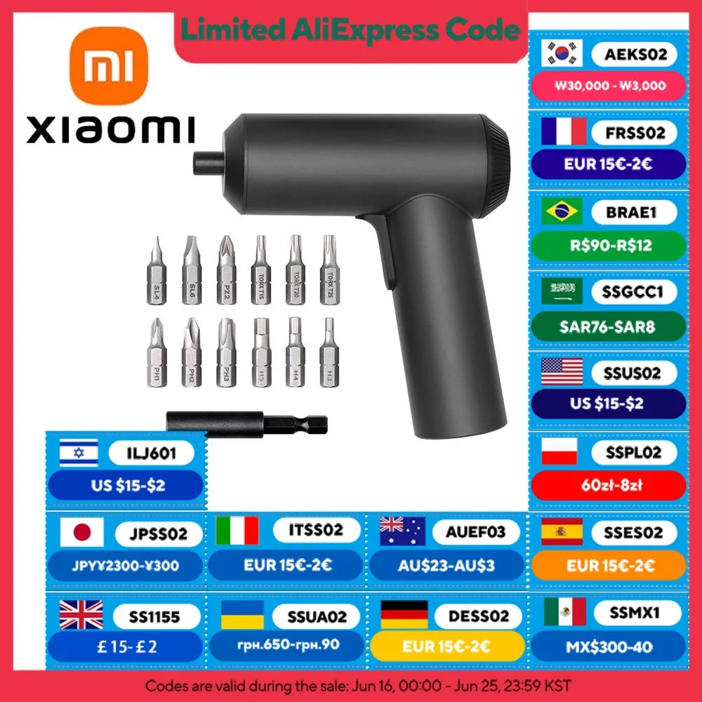 

XIAOMI MIJIA Electric Screwdriver 3.6V For Smart Home, 5N·m Torque, 2000mAh Battery, 12 S2 Bits, USB-C, LED Light, Cordless​