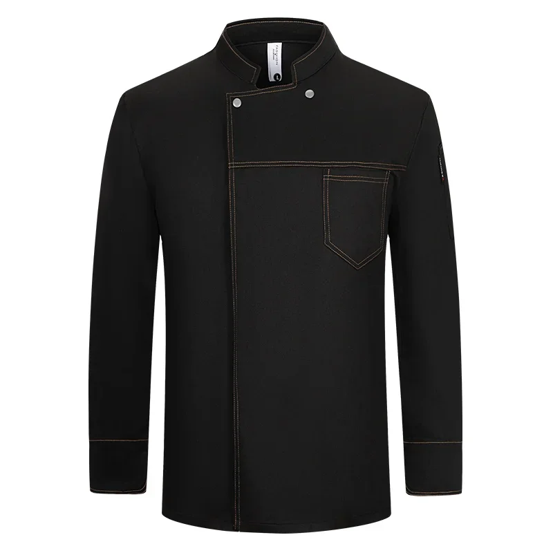 فندق طويل الأكمام الشيف موحدة الرجال سترة الشيف مع المئزر مطعم كوك معطف الشيف تي شيرت العمل موحدة النادل الملابس الشعار