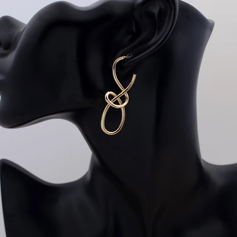 Brincos Dangle de malha de metal vintage para mulheres, brincos geométricos distorcida, joias punk irregulares, moda personalizada