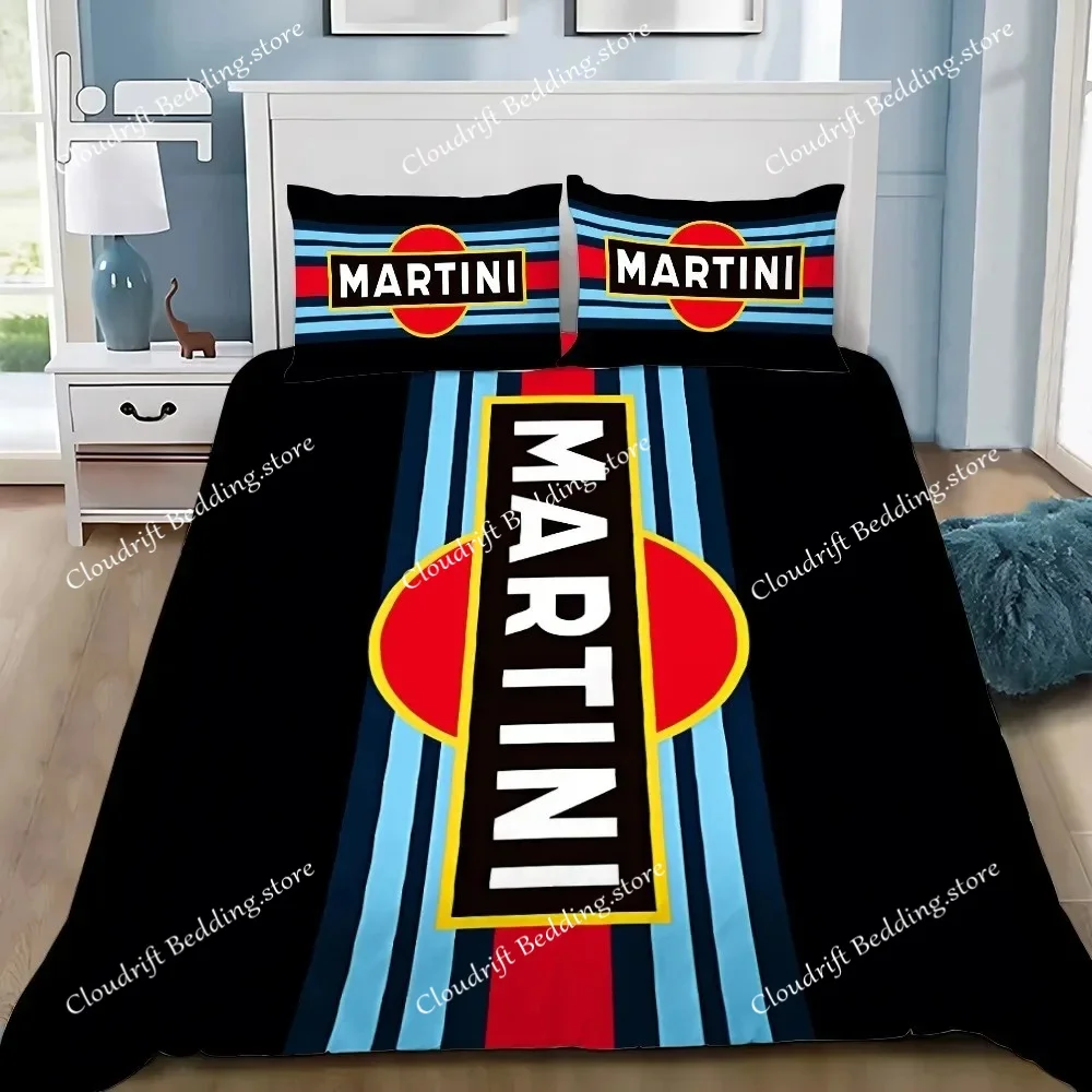 Racing Martini Stripe Duvet Cover Pillowcase Bedding Set Adult Boy Girl Bedroom Decoration Children Single Double Large Size963