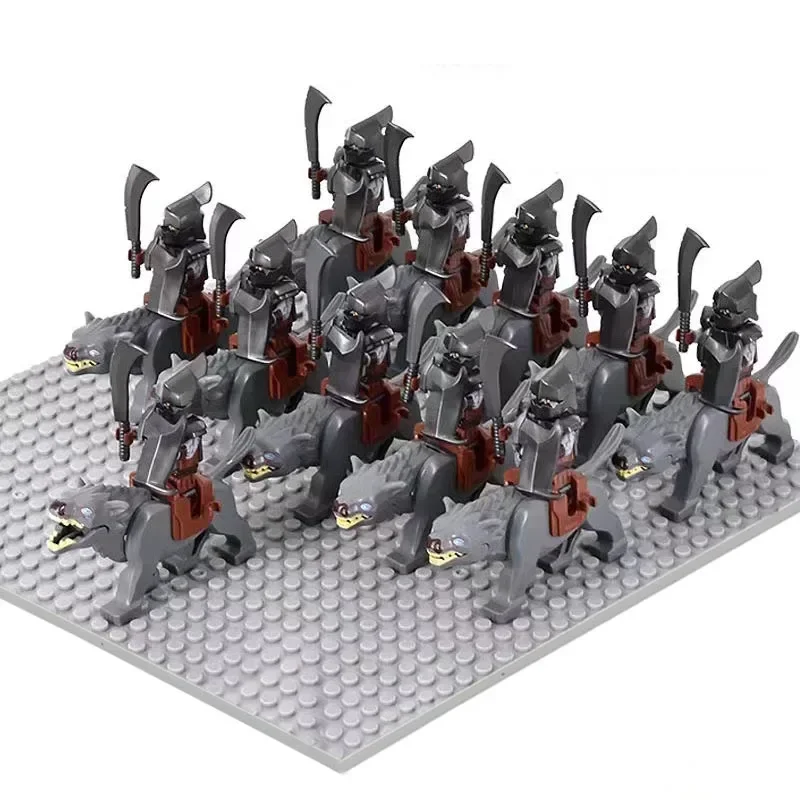 Middle Age Demon Realm Warg Varg Orcs Soldier VS Uruk-hai Azog Figures Creative War Mount Elk Boar Wolf  DIY Bricks Toys for Kid