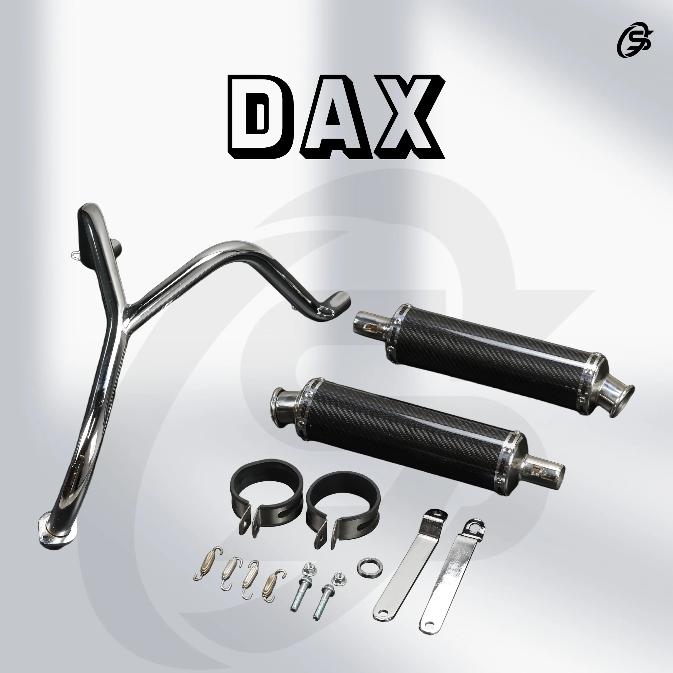 Tubo de Escape CT70 de Fibra de Carbono, Tubos de Escape Dobles ST70, Sistema de Escape con Silenciador, Piezas para HONDA DAX Monkey CT70 ST70