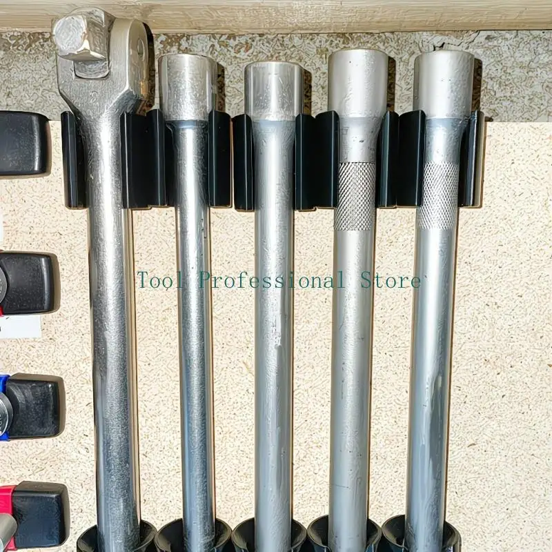 57QF 10Pcs Ratchet and Extension Bar Wall Organiser Holder with Screw Holes for 1/2 Inch Drive Tool in Garage Work Area