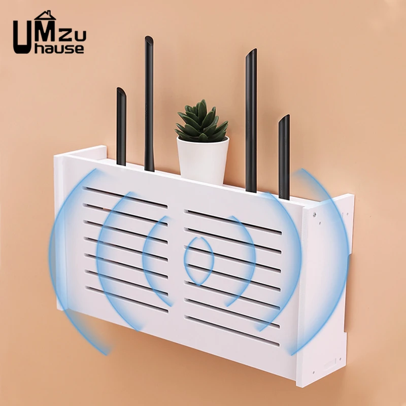 Wifi Router Storage Box Outlet Set Top Case Wall Mount Board Cover Hide Cable Switch Shelf Home Office Holder Hanging Organizers