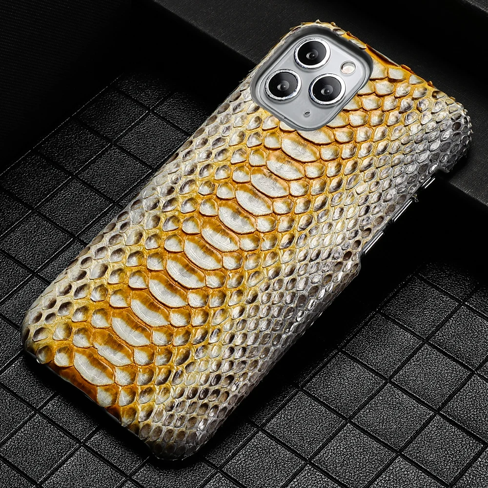 

Luxury Genuine Python Leather Phone Case For iPhone 15 13 14 Pro Max 12 11 ProMax 15Pro 14Pro Snakeskin Back Cover