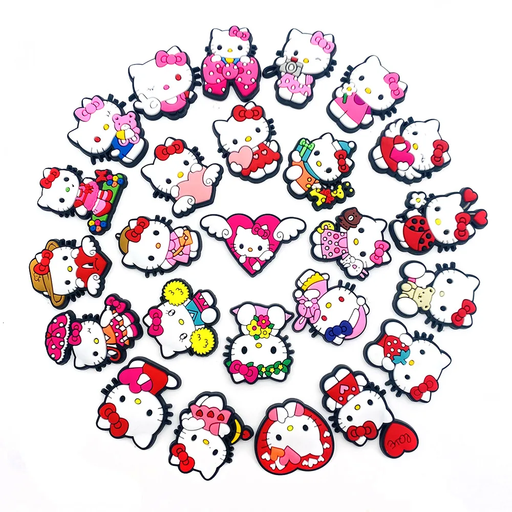 เครื่องประดับรองเท้าลายการ์ตูน Hello Kitty น่ารักอุปกรณ์ตกแต่งหัวเข็มขัดจระเข้สำหรับเด็กเล็กเด็กผู้หญิงของขวัญงานเลี้ยง