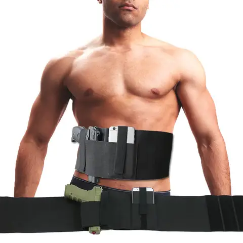 95cm Tactical Concealed Belly Gun Holster Universal Left/Right Holster for Gun Carrying and Magazine Storage Glock17/USP/P320