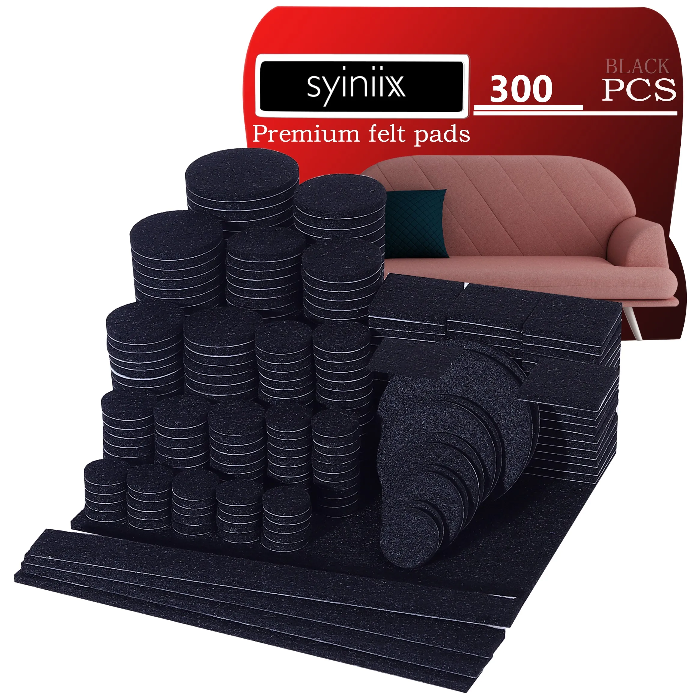 

300pcs Furniture Felt Pads - Self Adhesive, Cuttable, Anti-Scratch Floor Protectors for Hardwood Floors