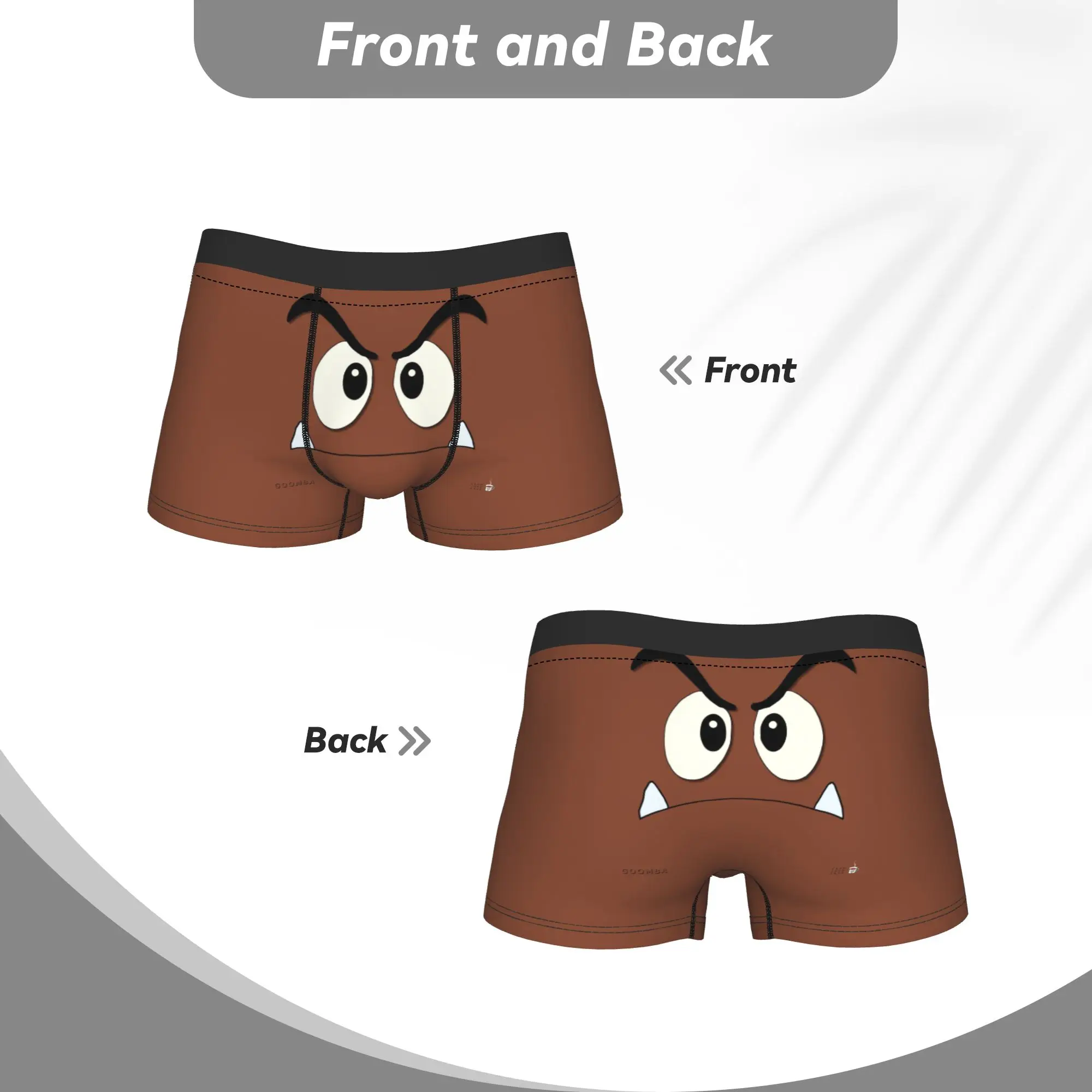 Cueca boxer masculina Goombas Face, cueca adequada
