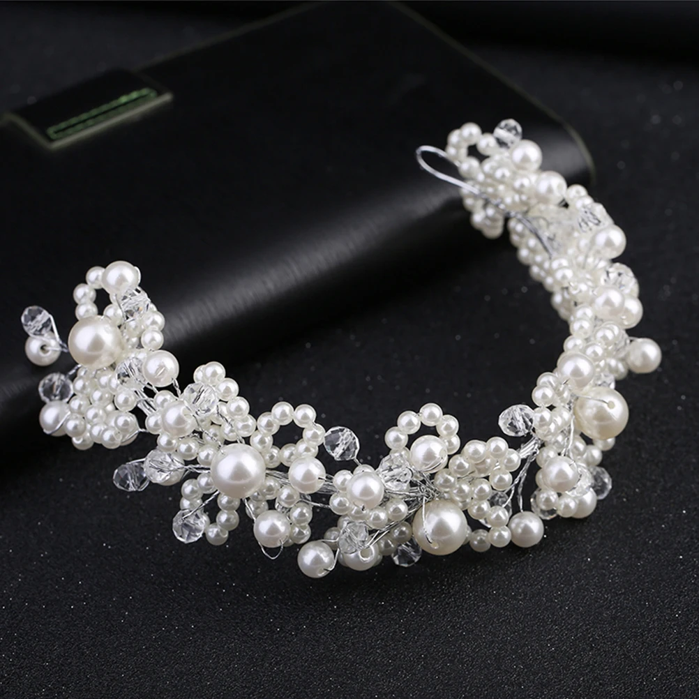 

Pearl Headband Bridal Hair Accessories Elegant Crystal Headdress Women Artificial Pearl Wedding Party Photoshoot Graduation