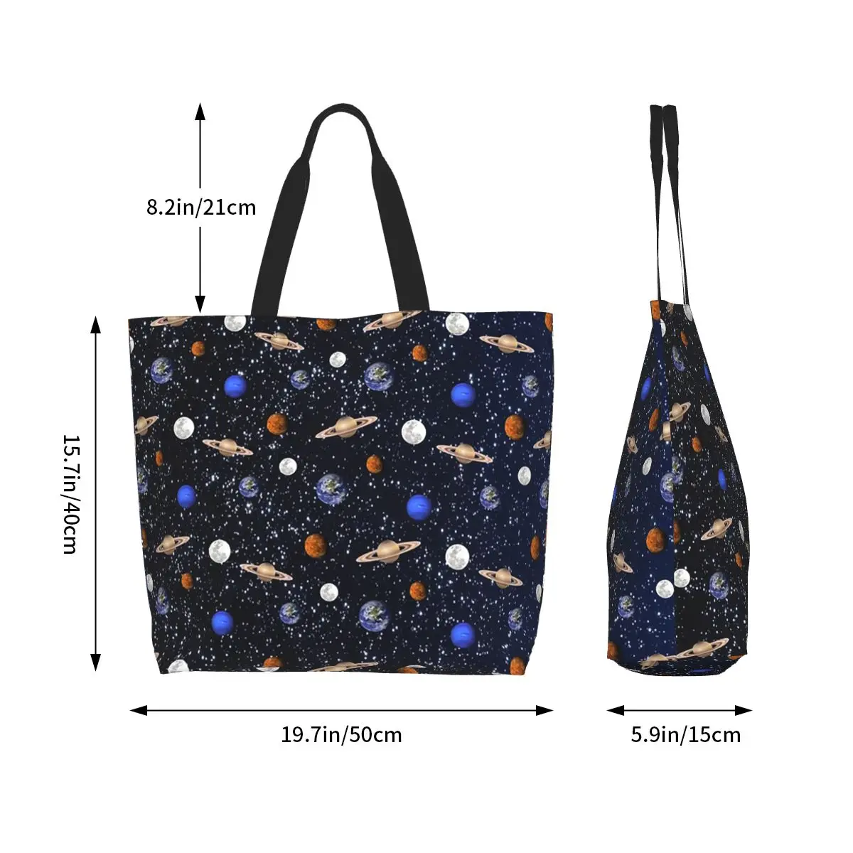 Solar System Space Planets Universe Shopping Tote Bag Canvas Large Capacity Shoulder Bags Shopper Grocery Handbag for Women