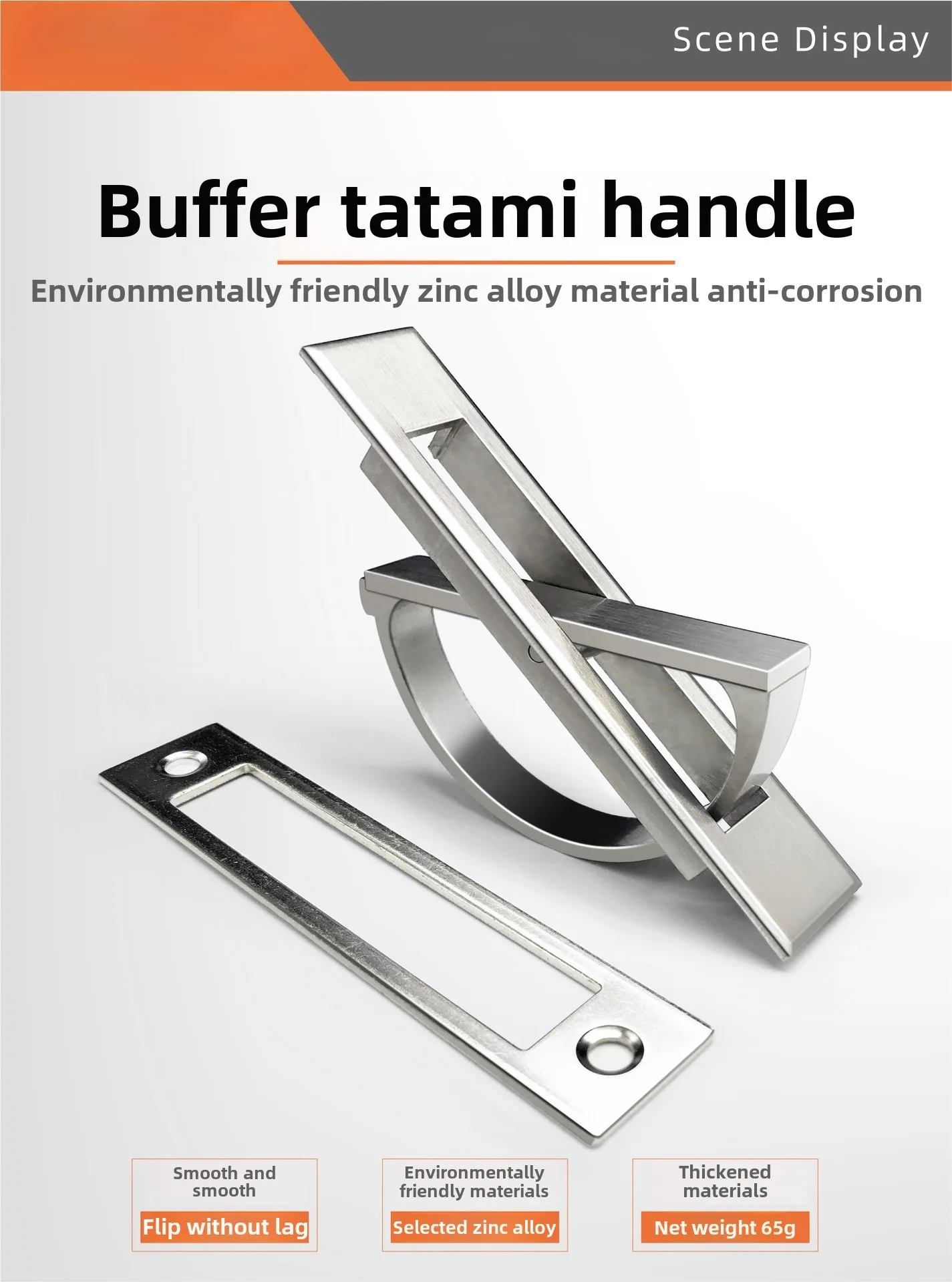 1 Stück Tatami Verdeckte Griffe aus Zinklegierung, Eingebetteter Türgriff, Bodenschrankgriff, Dunkle Einbaugriffe, Möbelbeschläge – Detail 1