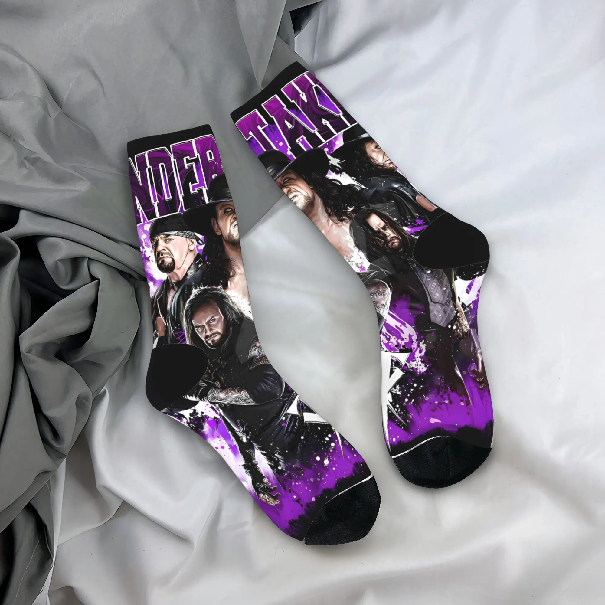 

Чулки для борьбы Undertaker, модные носки, мужские средние мягкие носки, зимние уличные дизайнерские противоскользящие носки, подарок на день рождения