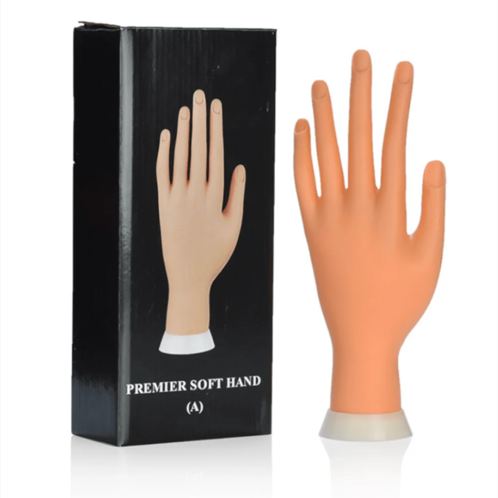 Mano de práctica de uñas de silicona profesional con dedos flexibles y poseibles, modelo de mano de entrenamiento para decoración de uñas, mano falsa izquierda