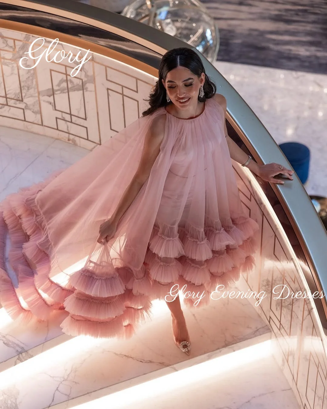 

Pink Tulle Evening Dress Saudi Arabia Women's Formal Prom Gown Strapless Sleeveless Request Party Wedding Dress Customized 2026
