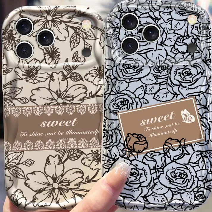 

Luxury Rose Art Flowers Cool Phone Case For Apple iPhone 17 16 16E 15 14 13 12 11 XS X Pro Max Plus Wave Oil Cover Soft Funda