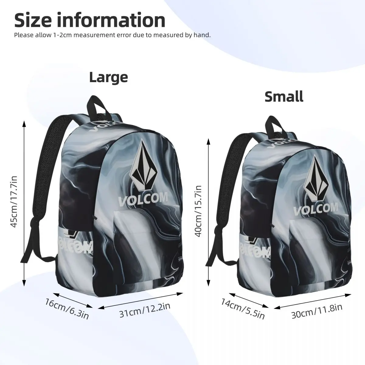 Book Pack BIG BOYS ICONIC STONE Zipper Closure Volcom Office Workers Birthday Gift Versatile Kindergarten Bag High School