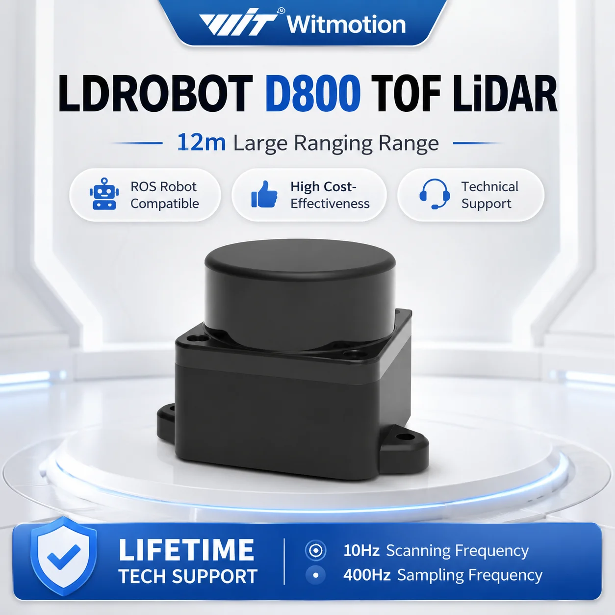 LDROBOT D800 STL-27L 25m DToF LiDAR Sensor Kit 360° Scanning Laser Radar Module ROS1 ROS2 Outdoor Robot Car SLAM Navigation