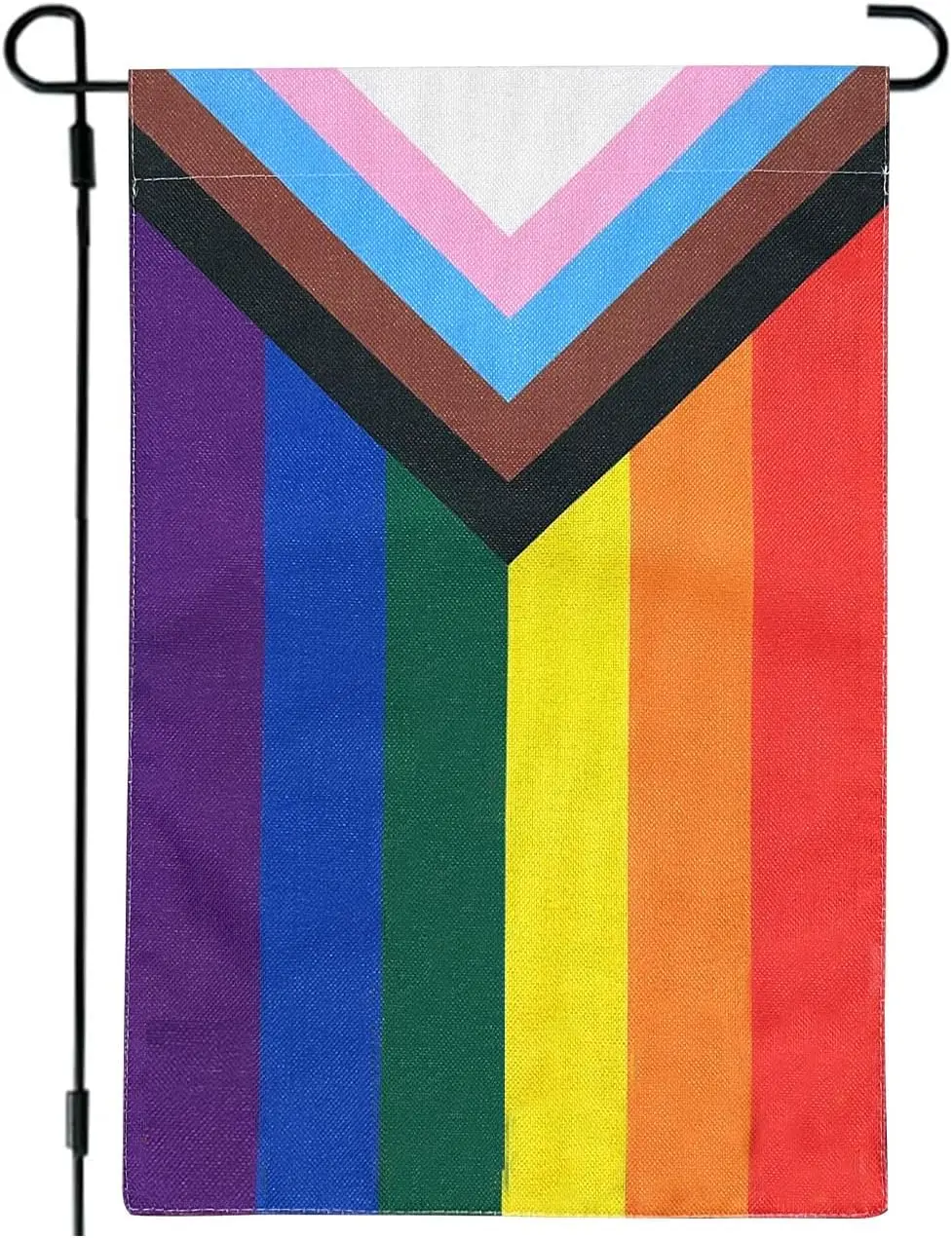 Progress Pride Rainbow Garden Flags 12x18 inch, Vivid Color Rainbow LGBTQ Gay Flag for Garden Outside, Small All Inclusive Trans