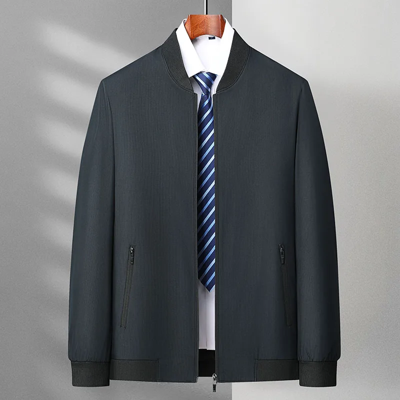 

Повседневная куртка с бейсбольным воротником для мужчин среднего возраста и лет, весенне-осенняя новая одежда для папы, свободная посадка из полиэфирного волокна