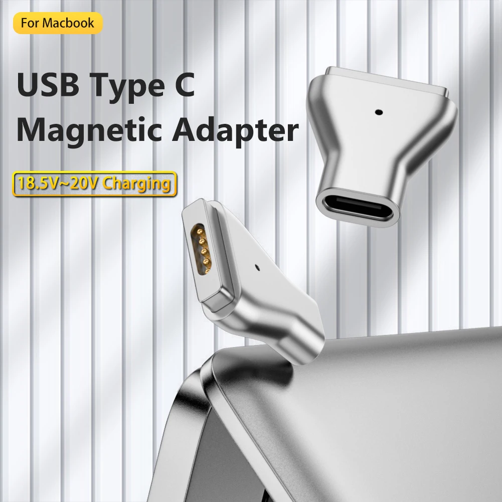 USB Type C Magnetic Adapter Aluminum Alloy Female Type C Female to Magsafe 2 / 1 PD Adapter for Macbook Air/Pro