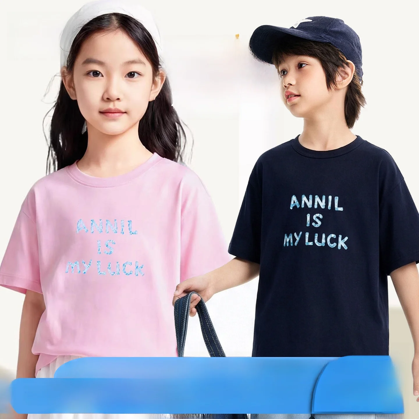 annil-kids'-round-neck-short-sleeve-t-shirt-casual-sporty-top-for-boys-and-girls-cotton-polyester-blend-summer-new-arrival