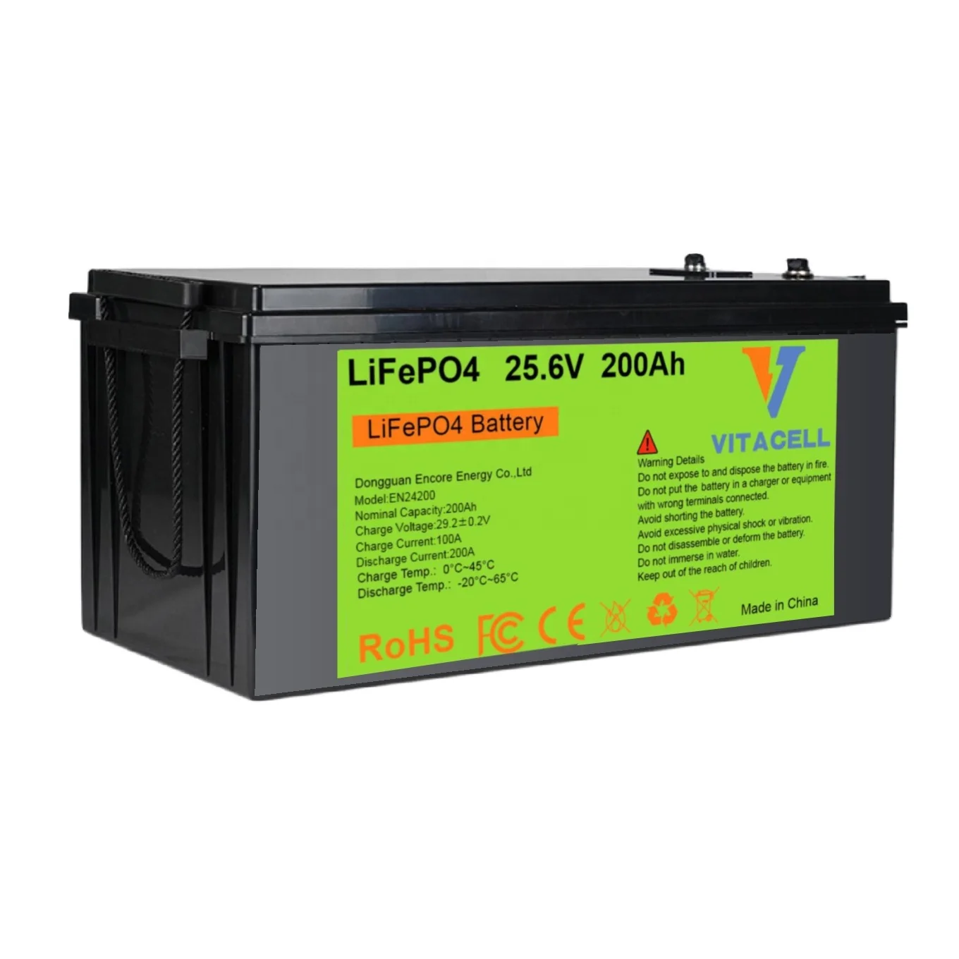 Encoreサプライヤー 24V 200Ahリチウムイオンバッテリーパック LFP Lifepo4バッテリー 12V 48V 100Ah 300Ah RV車 ゴルフカート 太陽光発電用