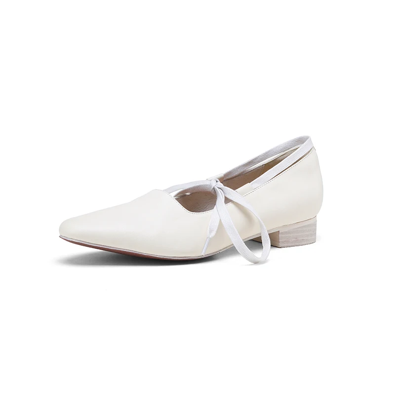 امرأة ماري جين ربيع الخريف النمط الفرنسي أحذية بسيطة اليدوية جلد الحصان أنيقة الدانتيل متابعة أحذية السيدات جلد طبيعي #3