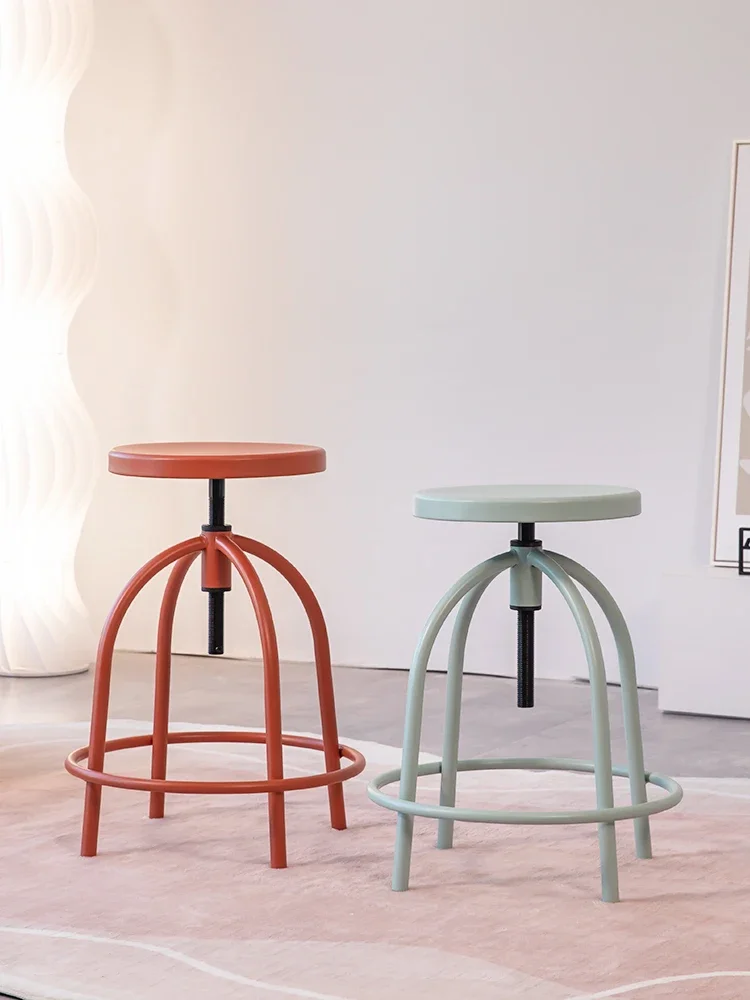 Rotating lifting Klein  powder orange green yellow white round stool bar stool dopamine color