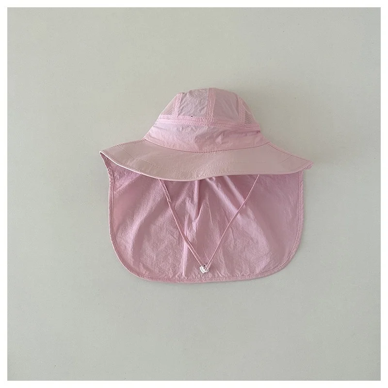 New Summer Children Hat Protection with Face Neck Cover Boys Girls Sun Shade Cap 2-8Y Kids Outdoor Beach Bucket Hat