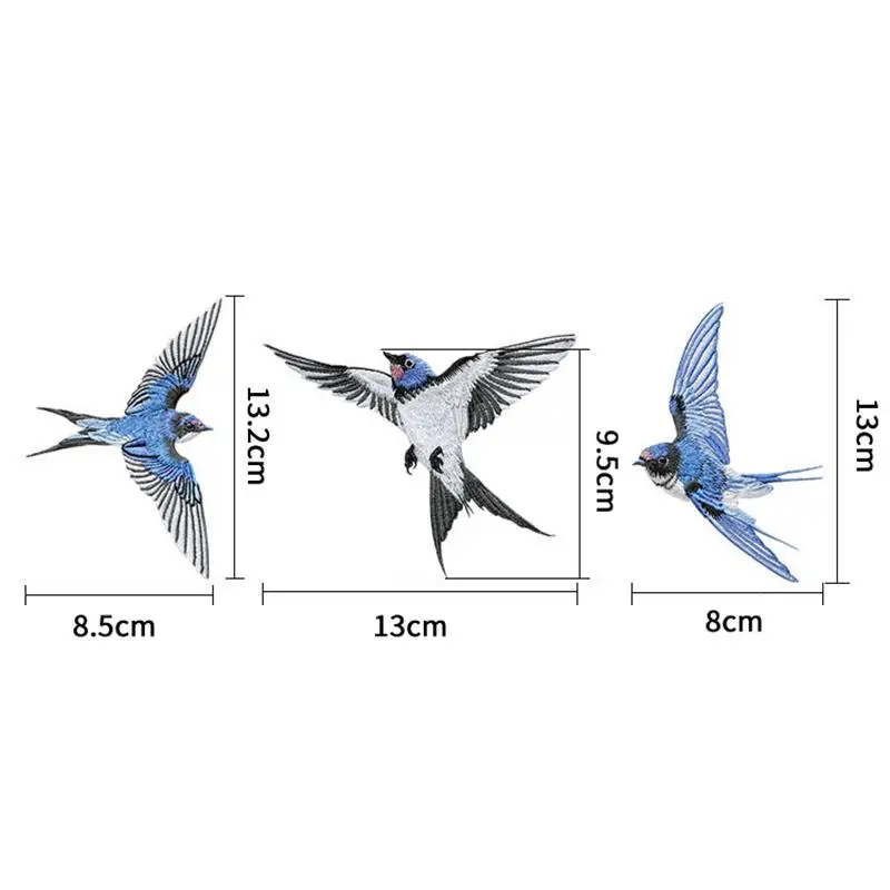 New Delicate Washable Swallow Embroidery Patches High Quality Fabric Applique for T-shirt Pillow Bed Linen Home Accessory