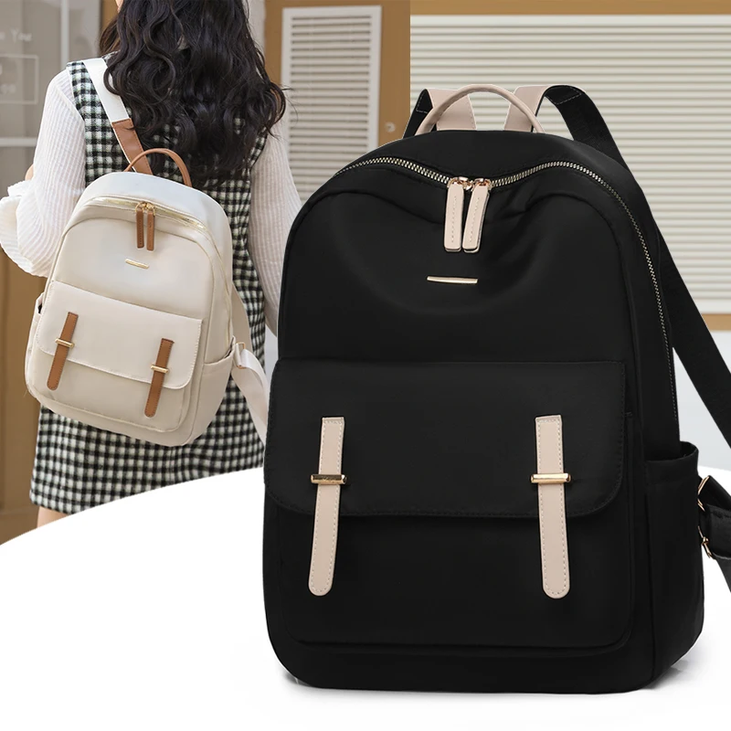 Stylish Large Capacity Nylon Backpack for Women, Lightweight Travel Bag, Retro Brands Casual Daypack, Fashion Tote Shoulder Bags